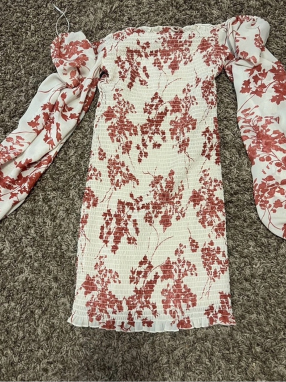 Windsor White Mini Dress with Rust Floral Print